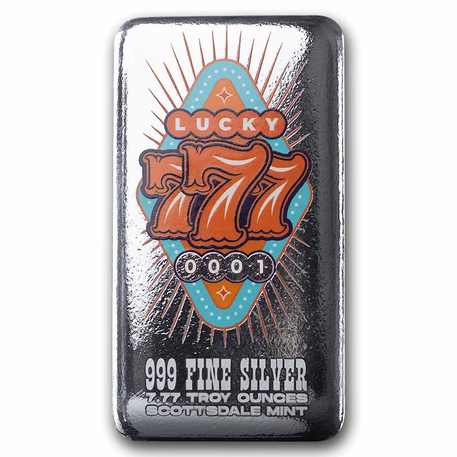 7.77 oz Silver Premium Colorized Cast Bar - Las Vegas Lucky 7's | eBay