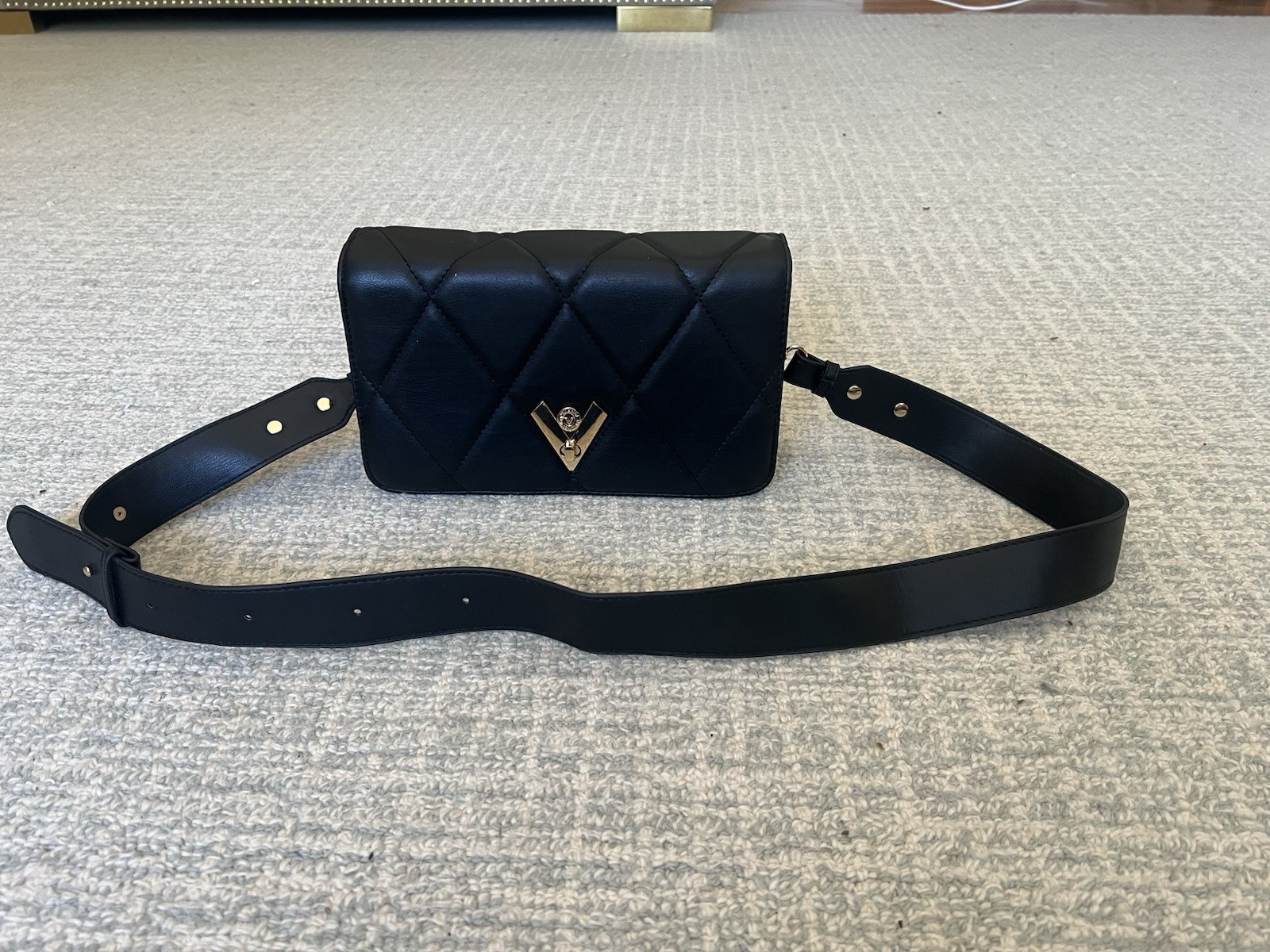 New Valentino Orlandi Bag Purse Black Quilted Gold Hardware Crossbody Bag thumbnail 2