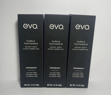 Lot of 3 EVO Purple Toothpaste Instant Teeth Color Correction 3.5oz Peppermint