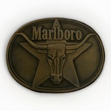 Marlboro Vintage Solid Brass Belt Buckle 1987 Philip Morris Inc Collectible VTG