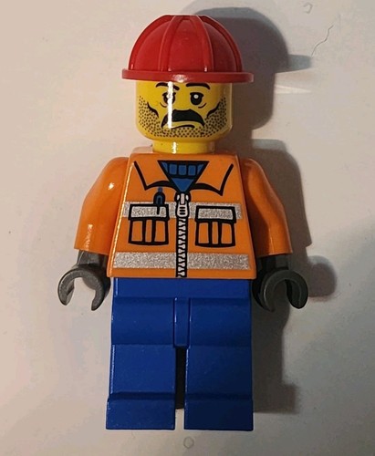 LEGO Construction Worker - Orange Safety Stripes Red Construction Helmet cty016