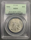 1943 PCGS MS64 Walking Liberty Half Dollar 50c - Old Green Holder OGH