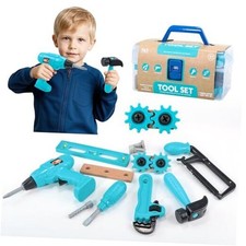 Kids Tool Set   Pretend Play Toddler Tool Set with Tool Box, Toy Drill, Medium