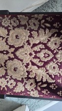 Black Wooden Dining Chairs X6 Burgundy & Beige Floral Upholstered Seat 82x46cm