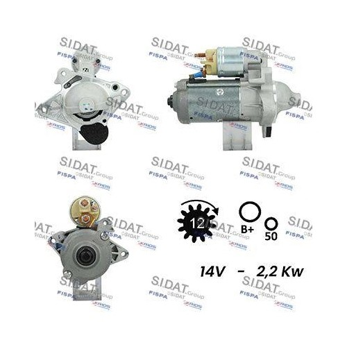 Démarreur Sidat S12VA0478A2 pour moteurs Nissan et Renault 12V
