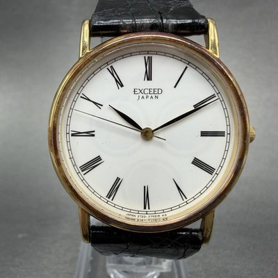 Citizen Exceed Watch Men 32mm White Dial Gold Tone Round 2730-273532 New Batt