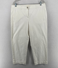 EILEEN FISHER Pants M Organic Cotton Stretch Twill Tapered Cropped Chino White