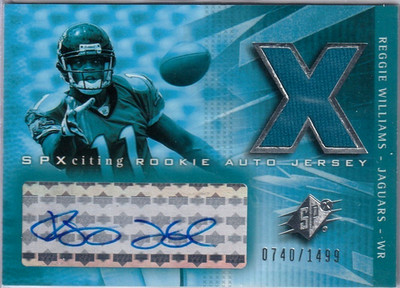 2004 SPx REGGIE WILLIAMS RC Auto & Jersey #xxx/1499!!! UW Jaguars