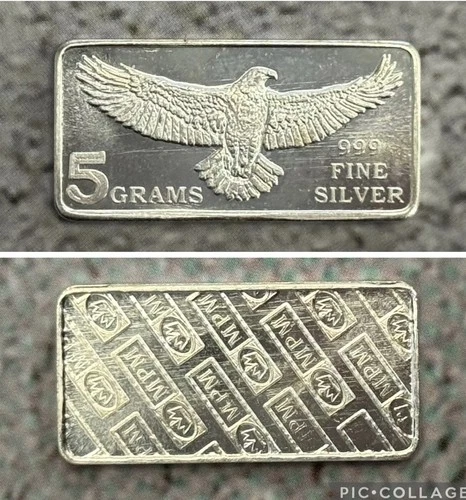 5 gram .999 Silver Bullion Eagle Bar - Monarch Precious Metals