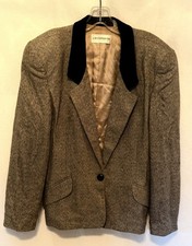 Vintage 80s Liz Claiborne Collection Women s Blazer Size 14 Wool Velvet Collar