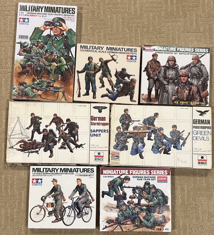 1/35 Scale WW2 German Military Figures. lot Of 7, Tamiya, Academy, ESCI. New.