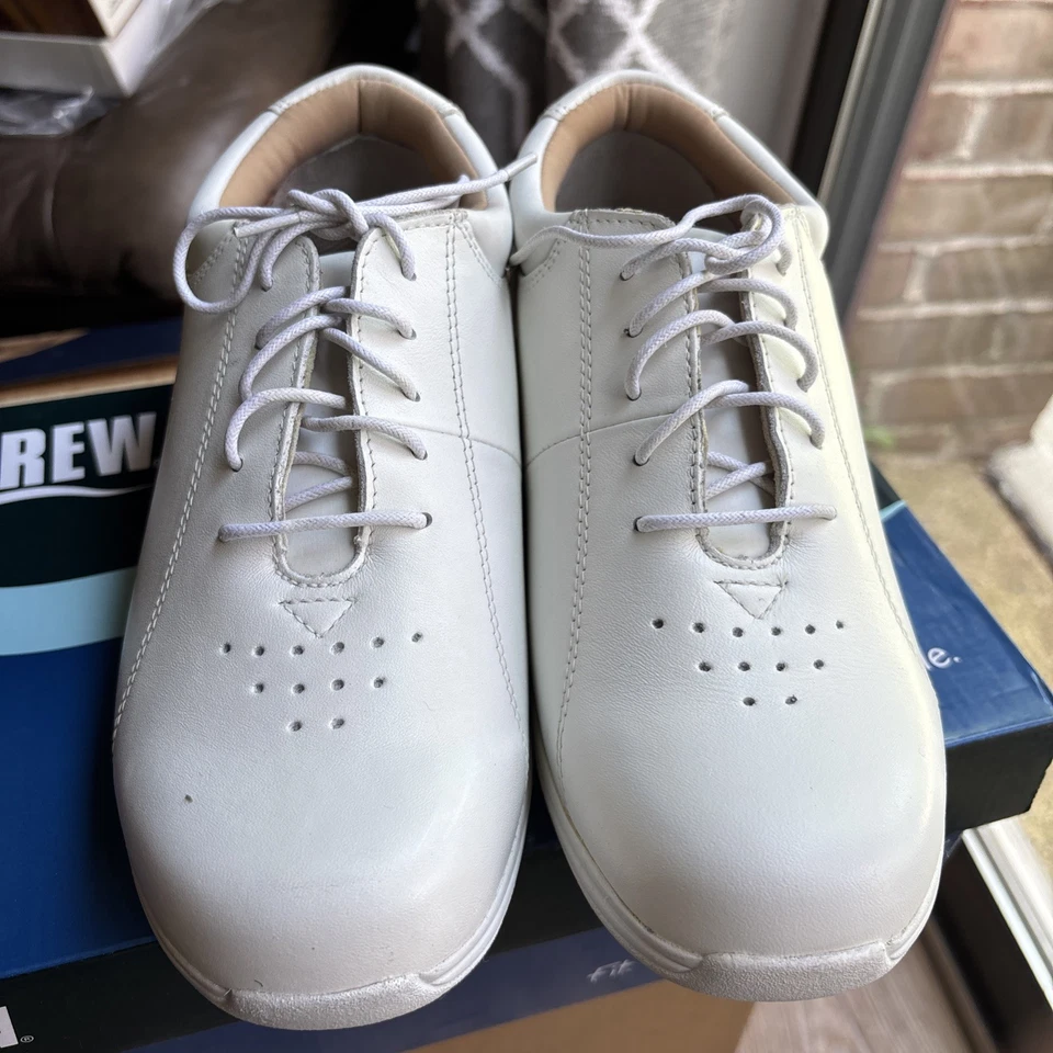 Tulip By Drew Cuero Blanco Encaje Ortopédico Oxford Talla 7.5 Ancho Nuevo En Caja Foto 2 de 4