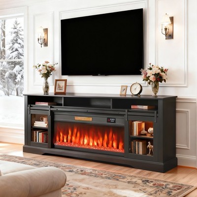 Modern Electric Fireplace TV Stand for TVs Up to 80 Inches, Gray