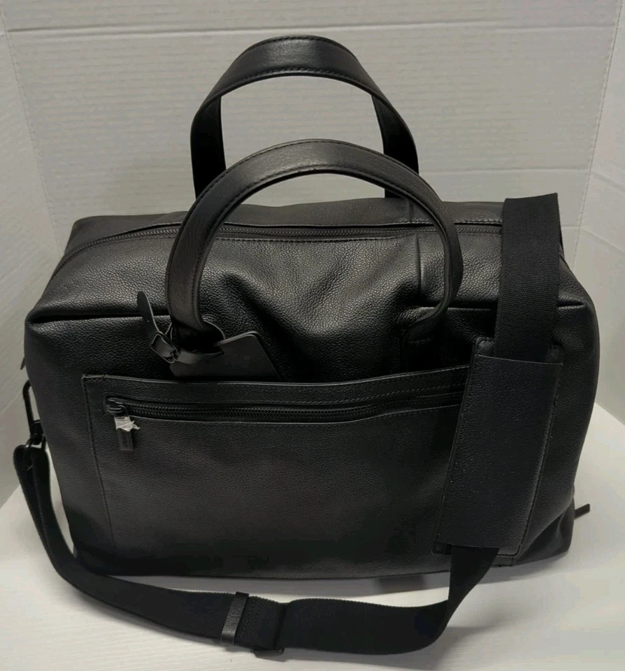 AWAY Everywhere 黑色皮革旅行随身包周末行李袋状况完好。 — 第 2/4 张图片