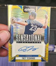 Trey Yesavage 2025 Panini Prizm #SS-TY Sensational Sig Rookie Gold shimmer Auto