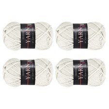 4PCS Crocheting Yarn, White 4Ply Acrylic Yarn 100g, 219Yards