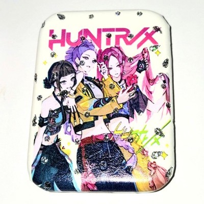 KPOP DEMON HUNTER Compact Mirror Rhinestones Case Anime Style + Chain Loop NEW