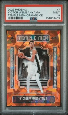 2023 PANINI PHOENIX VICTOR WEMBANYAMA #7 TEMPLE MEN ORANGE ICE /249 SPURS PSA  9