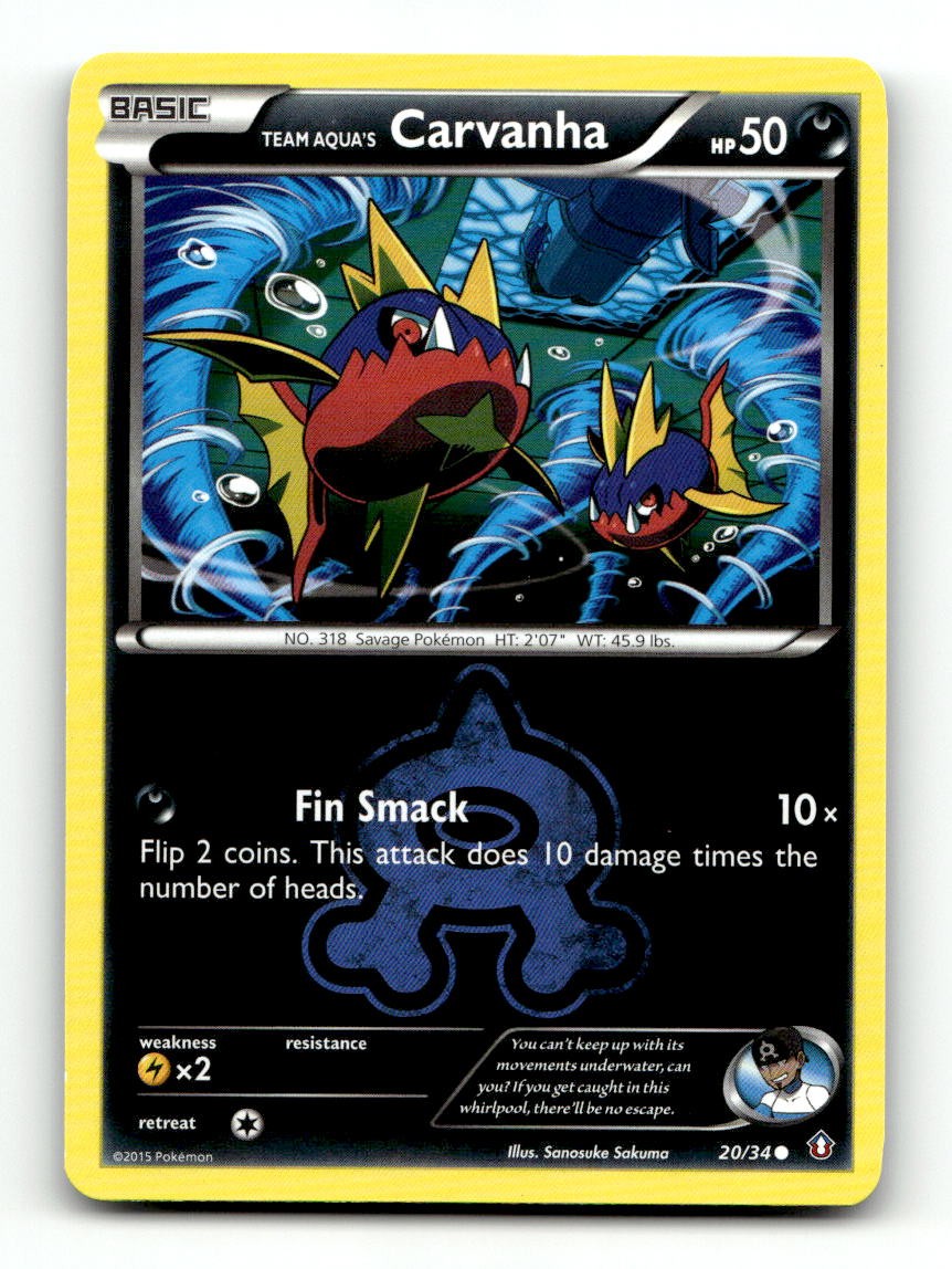 Team Aqua's Carvanha 20/34 Common Double Crisis Pokemon Near Mint