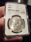 1900-O Morgan Silver Dollar NGC MS63 Blast White Obverse & Rainbow Toned Reverse