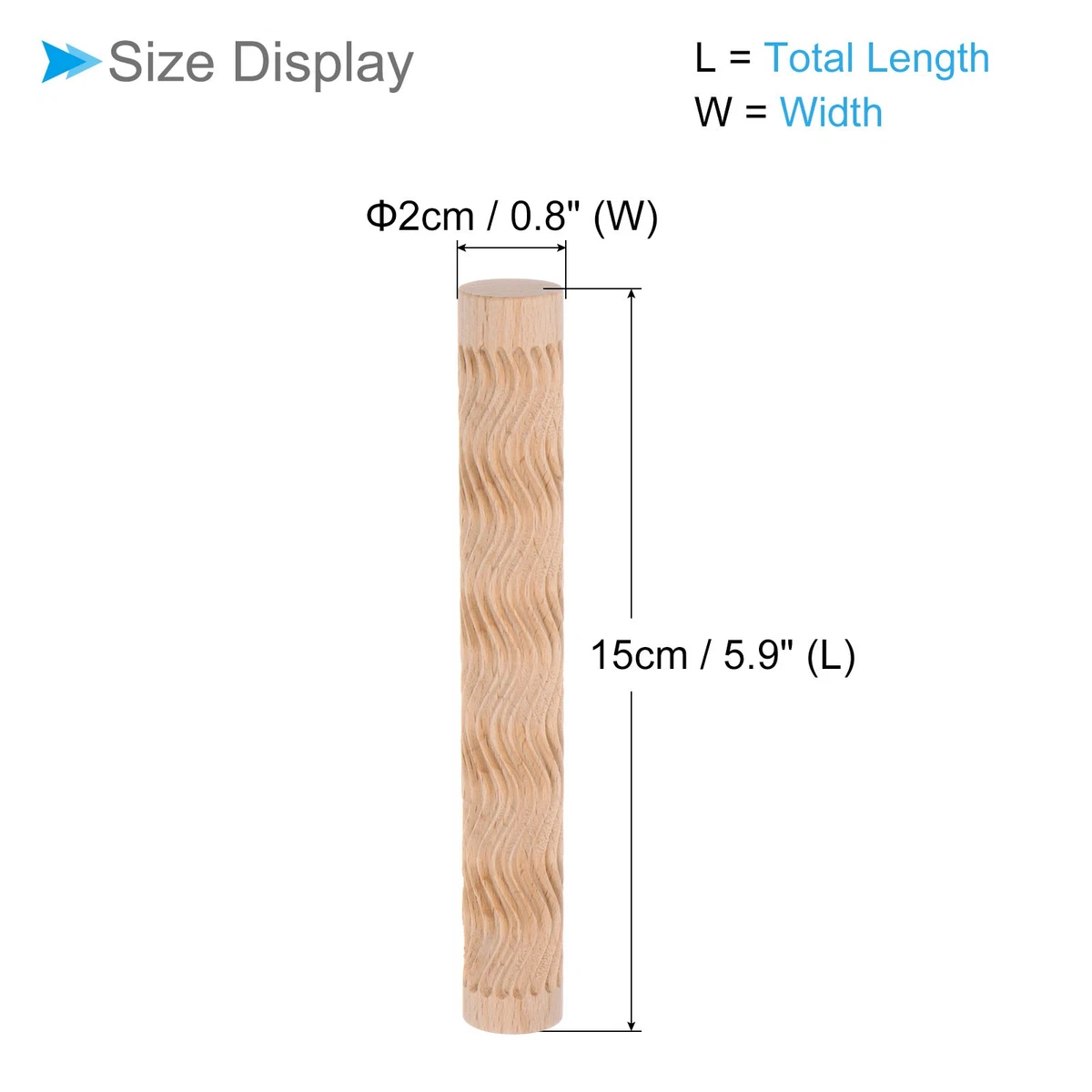 Wood Clay Roller 6 Inch Embossed Wave Texture Modeling for Clay Baking DIY