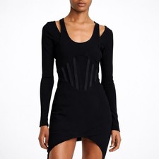 Dion Lee Fin Corset Mini Dress Navy Blue Size L AU12 US8 Organic Cotton Rib