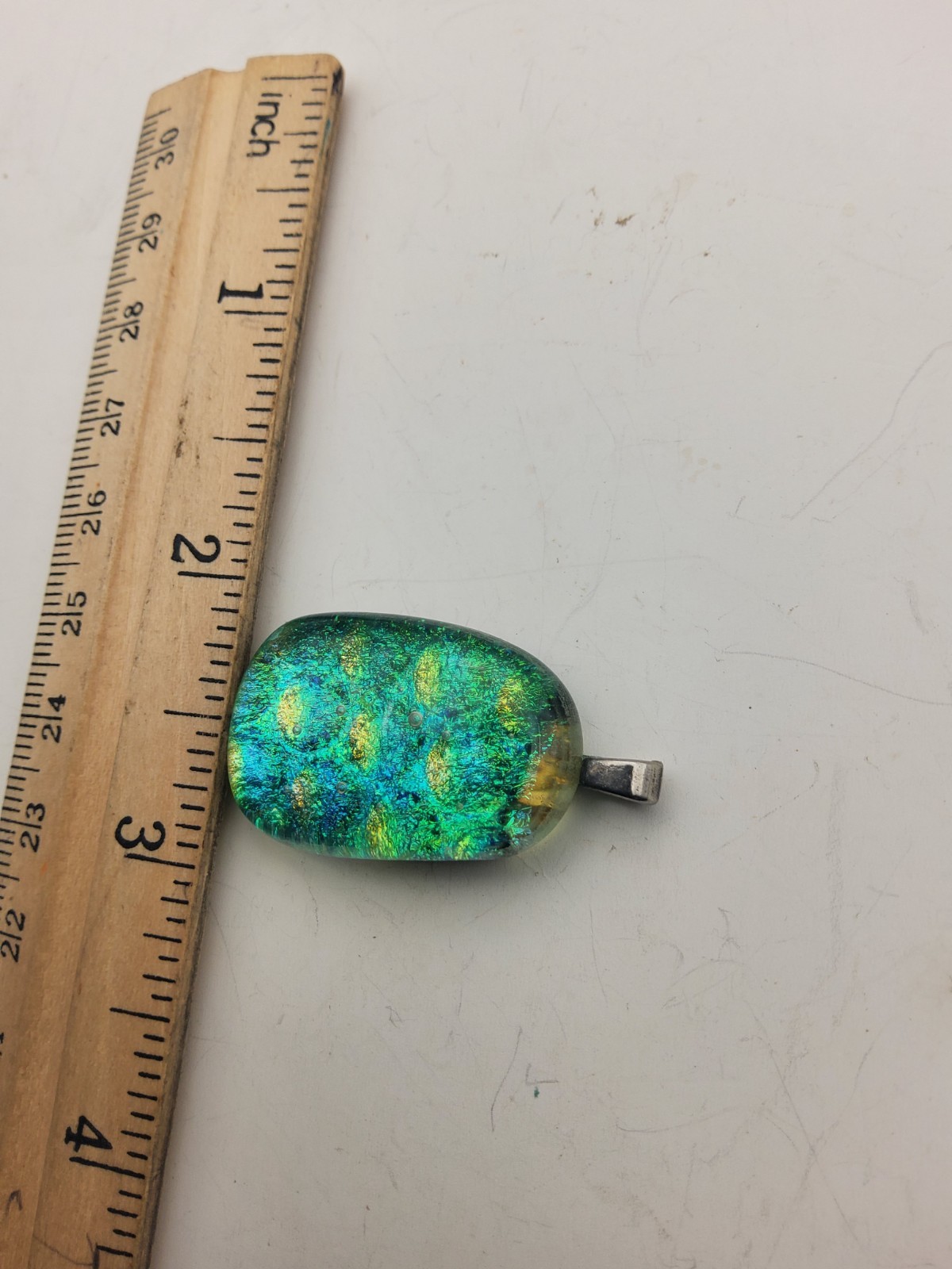 Rectangular Blue Green Yellow Dichroic Pendant - image 5