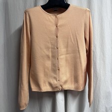 Casual Corner Medium Silk Blend Cardigan Orange Preppy Buttons Granny core