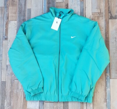 Nike Solo Swoosh Satin Bomber Jacket Coat Mens Unisex Size Large Retro Teal  New