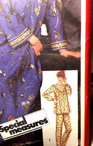 Vintage 1981 Simplicity Pattern 5216 Pullover Caftan Nightgown Pants PJs Small - Imagen 4 de 7
