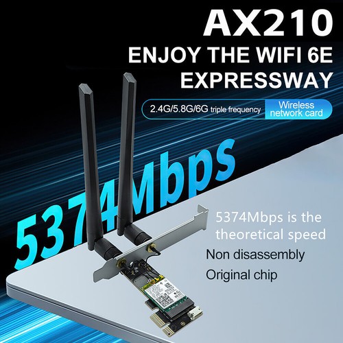 Wifi Card Network Card Bluetooth PC TRI- Band 2.4G+5.8G+6G 6E Adapter AX210 5.3 - Photo 8/9
