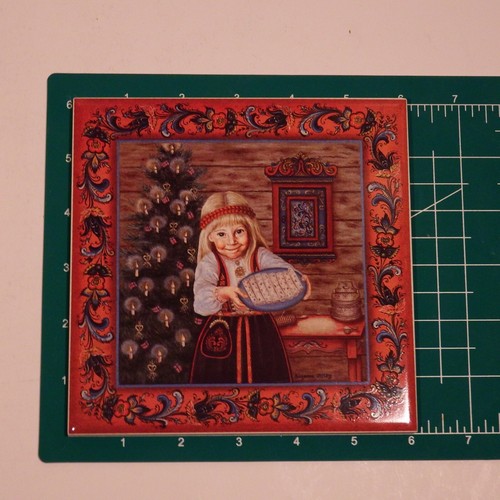 Lot of 2- Suzanne Toftey Decorative Tiles - Krakensake & Lefse Girl Trivets *VTG - Picture 11 of 15