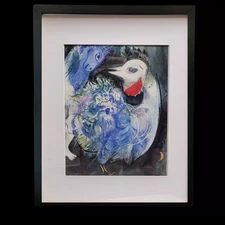 Marc Chagall 'Flowers and Feathers' Signed in the Print Framed/Matted Print