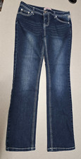 Almost Famous Too Girls Size 16 30x29 Denim Bootcut Blue Jeans Flap Pockets