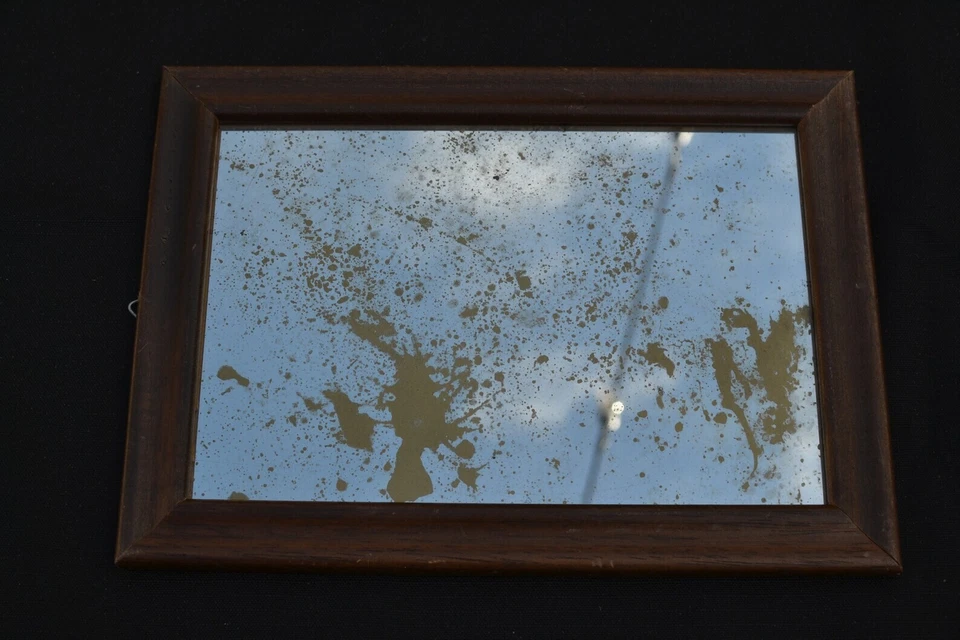 6 espejos antiguos hechos a mano - marcos marrón, dorado, verde y negro Foto 4 de 4