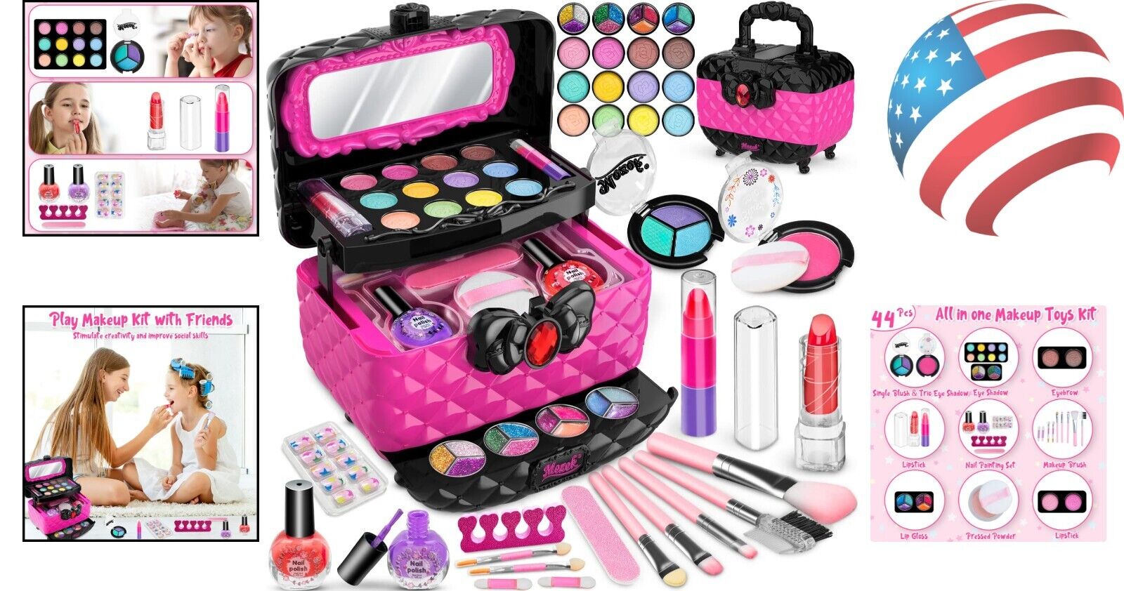 Premium Makeup Kit - Dress Up Beauty Set - Cosmetic Case 6.3" x 7" - 3-10