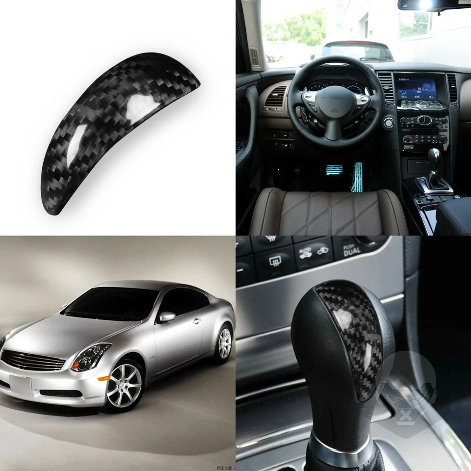 Cubierta universal de perilla de cambio de marchas de fibra de carbono para Infiniti G37 FX35 Q40 QX70 QX50 Foto 4 de 4