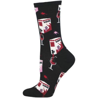 Socksmith Women's Crew Socks Fine Like Boxed Wine Novelty Footwear