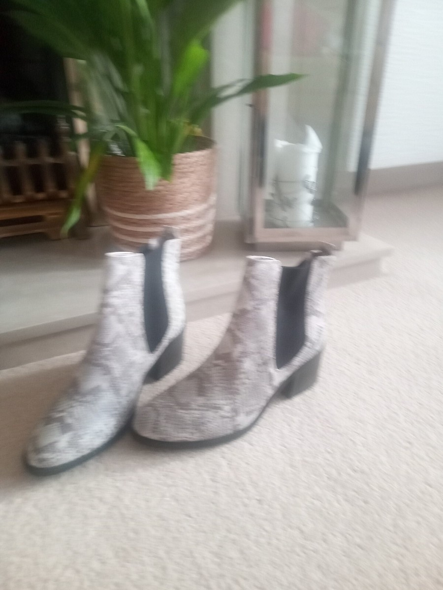 NEW Marks And Spencer Block Heel Chelsea snake print Ankle Boots