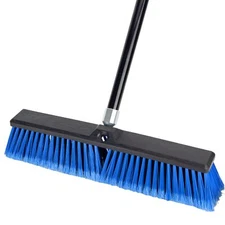 18 Inches Outdoor Push Broom Heavy Duty Shop Broom with 63" Long Handle for D...