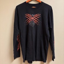 Harley Davidson Long Sleeve Shirt Size L 2004 Holoubek Eagle Flames Indianapolis