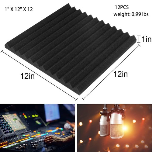 12Pack JBER Acoustic Panels Soundproof Studio Foam Insulation Wall Tiles 12x12x1 - Picture 2 of 8