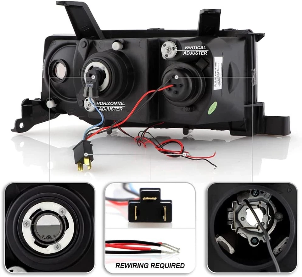 2004-2006 Scion xB bB 1NZ-FE 2NZ-FE Black Halo Angel Eye Projector Headlight Set - Image 3 of 4