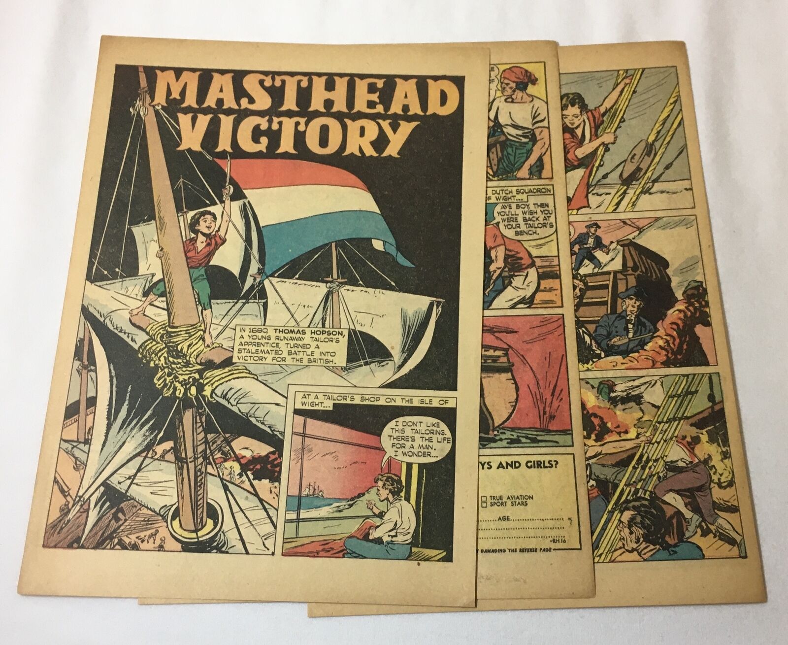 1946 five page cartoon story ~ THOMAS HOPSON British Navy