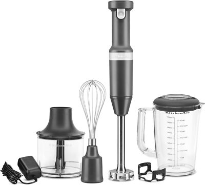 New KitchenAid KHBBV83DG Matte Charcoal Gray Rechargeable Cordless Hand Blender