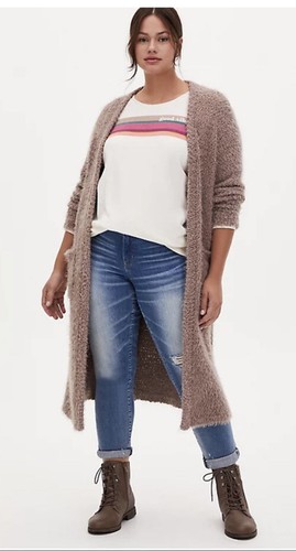 Torrid DARK TAUPE POPCORN KNIT OPEN 