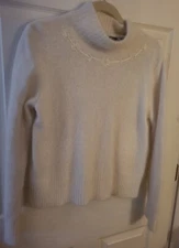 Andrea Viccaro Medium Angora Nylon Rabbit Fur Sweater Floral Embroidery Ivory