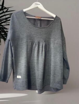 Alessia Santi blouse sweater combined silk and wool loose-fitting size 3(L)