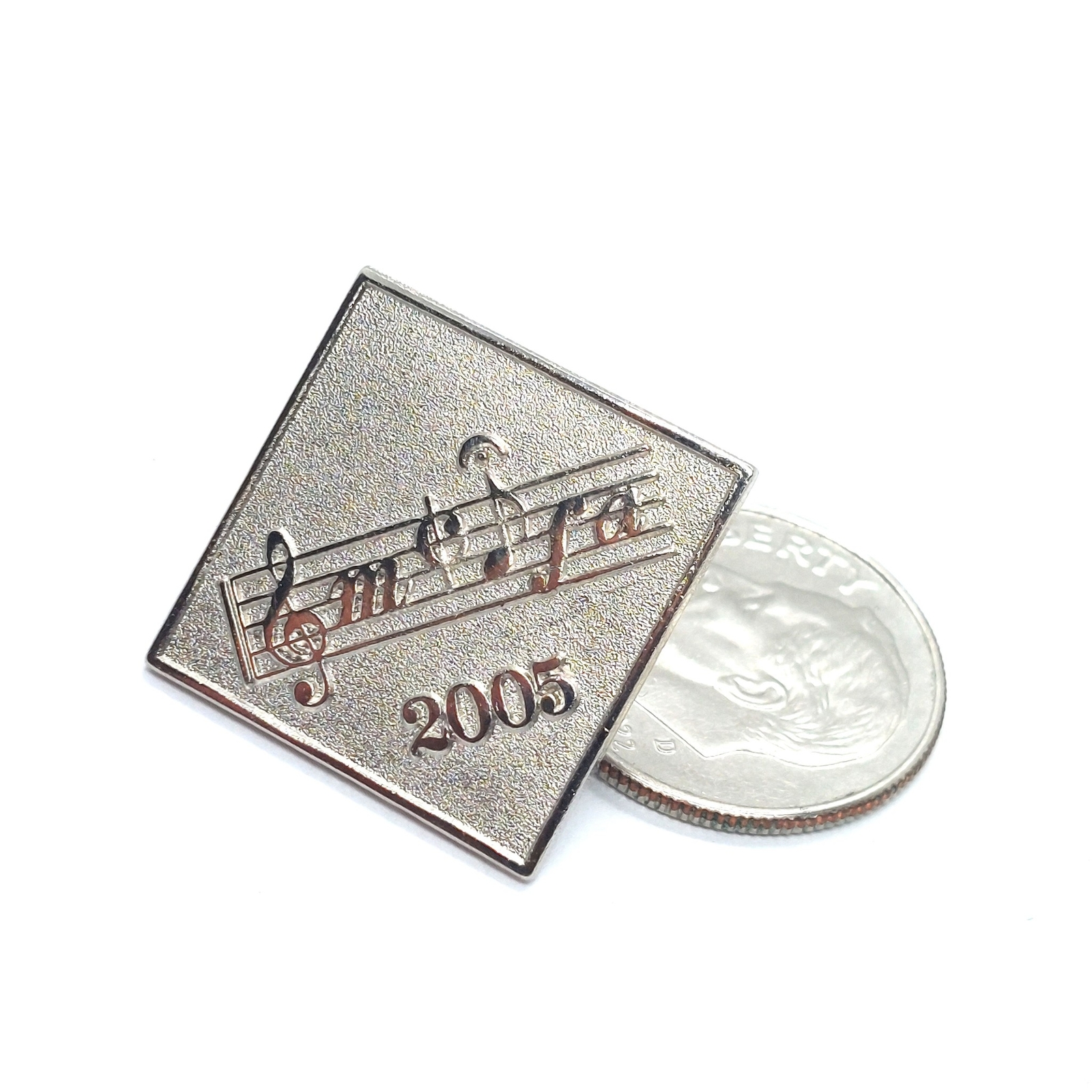 2005 Treble Clef Musical Notes Silver Lapel Pin Music Theme