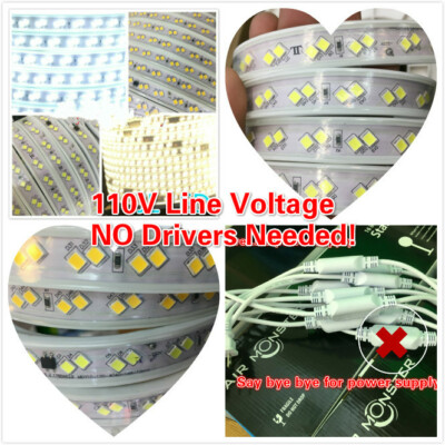 #ad 110V LED Strip Light SMD 4040*2 Flexible IP68 For IN Outdoor.NO Driver needed $259.99